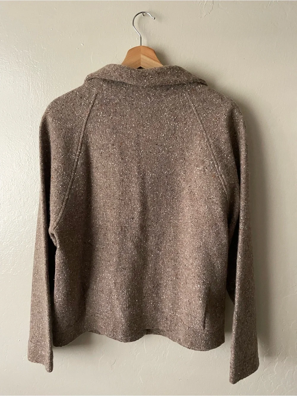 Eileen Fisher Heather Brown Knit Button-Front Wool blend cardigan